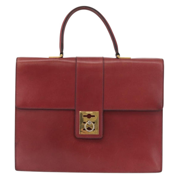 CELINE Handtas Leer Rood Goud Auth 161005