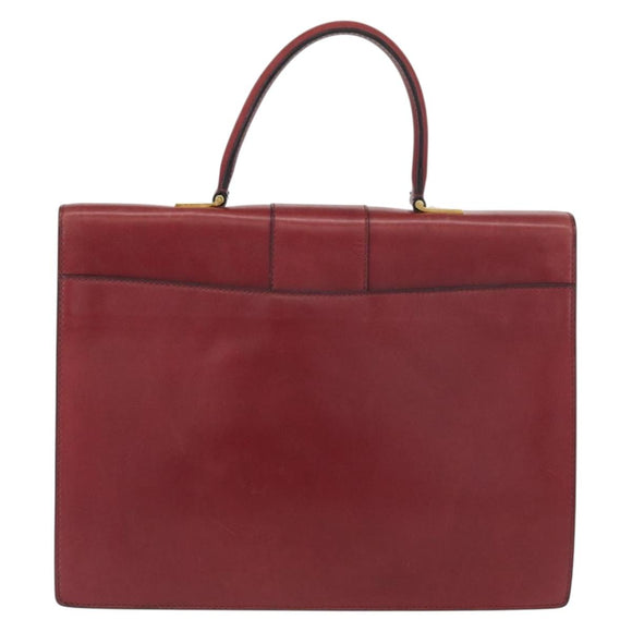 CELINE Handtas Leer Rood Goud Auth 161005