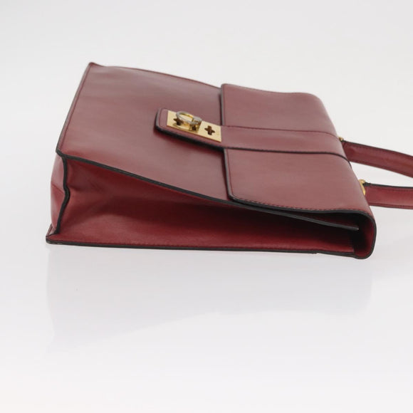 CELINE Handtas Leer Rood Goud Auth 161005