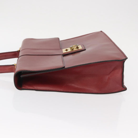 CELINE Handtas Leer Rood Goud Auth 161005