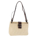 FENDI Zucca Canvas Shoulder Bag Ivory Silver Auth 161007-1