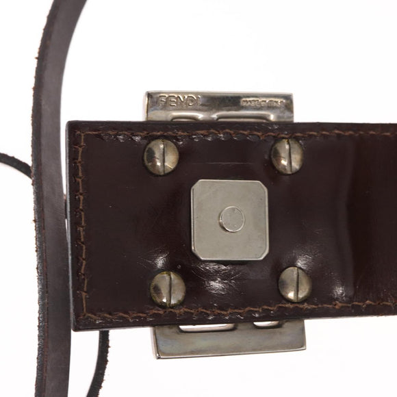 FENDI Zucca Canvas Shoulder Bag Ivory Silver Auth 161007