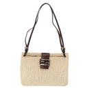 FENDI Zucca Canvas Shoulder Bag Ivory Silver Auth 161007-13