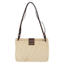 FENDI Zucca Canvas Shoulder Bag Ivory Silver Auth 161007-2