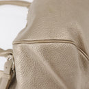 Salvatore Ferragamo Gancini Handtasche Leder Champagner Gold Silber Auth 161013-9