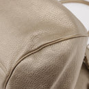 Salvatore Ferragamo Gancini Handtasche Leder Champagner Gold Silber Auth 161013-14