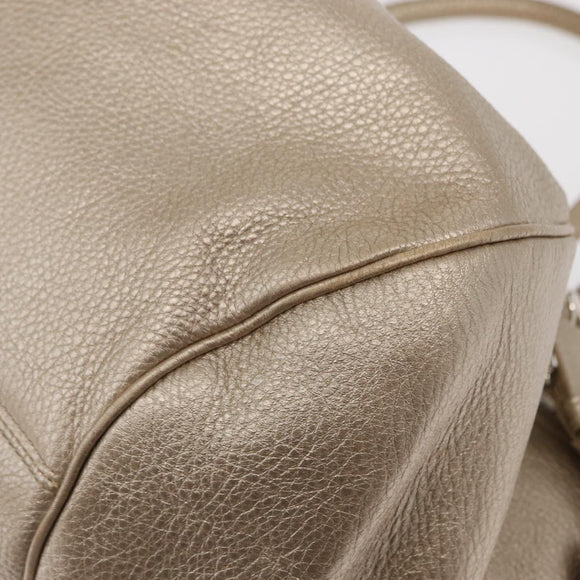 Salvatore Ferragamo Gancini Handtasche Leder Champagner Gold Silber Auth 161013