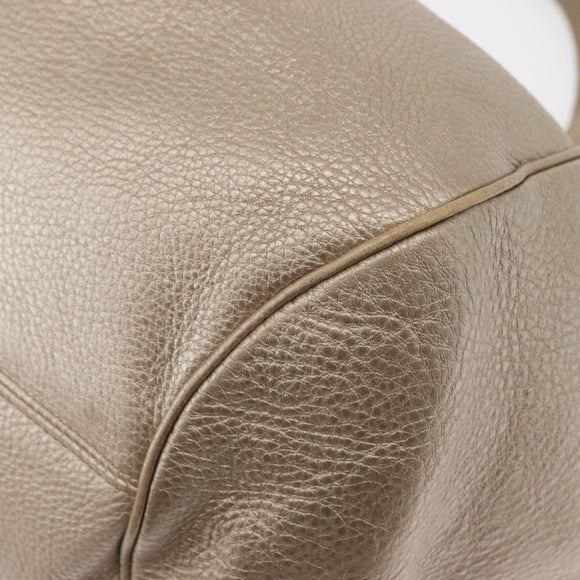 Salvatore Ferragamo Gancini Handtasche Leder Champagner Gold Silber Auth 161013