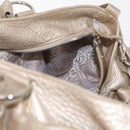 Salvatore Ferragamo Gancini Handtasche Leder Champagner Gold Silber Auth 161013-19