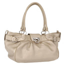 Salvatore Ferragamo Gancini Handtasche Leder Champagner Gold Silber Auth 161013-1