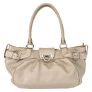 Salvatore Ferragamo Gancini Handtasche Leder Champagner Gold Silber Auth 161013-13