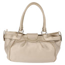 Salvatore Ferragamo Gancini Handtasche Leder Champagner Gold Silber Auth 161013-2
