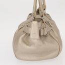 Salvatore Ferragamo Gancini Handtasche Leder Champagner Gold Silber Auth 161013-4