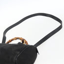 GUCCI Bamboo Hand Bag Suede 2way Black Gold 000 3444 0294 Auth 161026-15