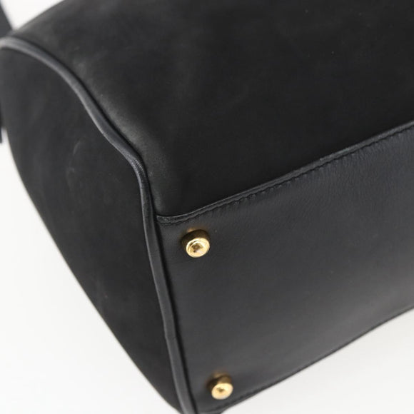 GUCCI Bamboo Hand Bag Suede 2way Black Gold 000 3444 0294 Auth 161026