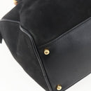 GUCCI Bamboo Hand Bag Suede 2way Black Gold 000 3444 0294 Auth 161026-9