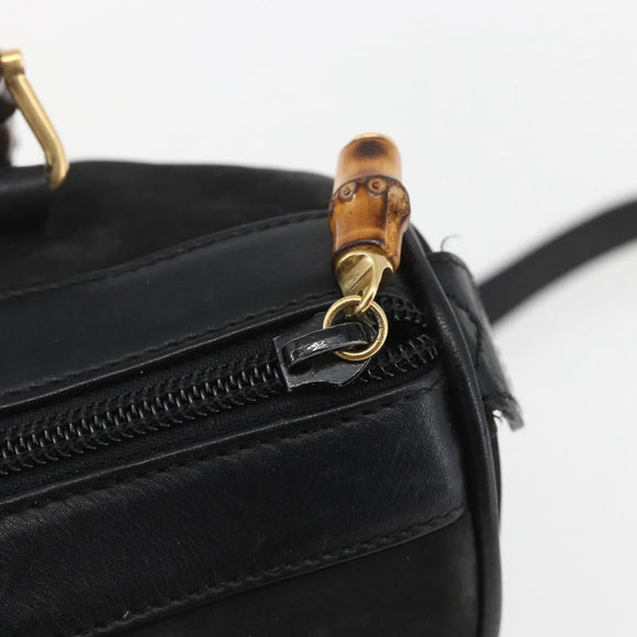 GUCCI Bamboo Hand Bag Suede 2way Black Gold 000 3444 0294 Auth 161026