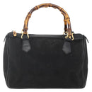 GUCCI Bamboo Hand Bag Suede 2way Black Gold 000 3444 0294 Auth 161026-13