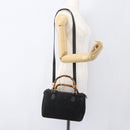 GUCCI Bamboo Hand Bag Suede 2way Black Gold 000 3444 0294 Auth 161026-24