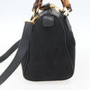 GUCCI Bamboo Hand Bag Suede 2way Black Gold 000 3444 0294 Auth 161026-4