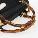 GUCCI Bamboo Hand Bag Suede 2way Black Gold 000 3444 0294 Auth 161026-7