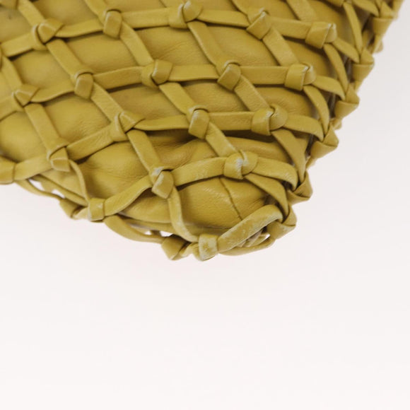 CHANEL Shoulder Bag Leather Yellow Gold CC Auth 161027V
