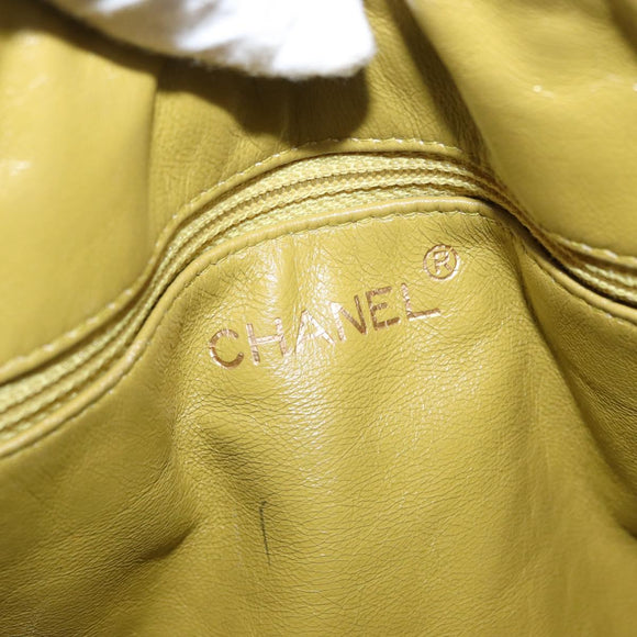CHANEL Shoulder Bag Leather Yellow Gold CC Auth 161027V