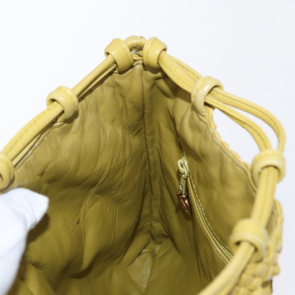 CHANEL Shoulder Bag Leather Yellow Gold CC Auth 161027V