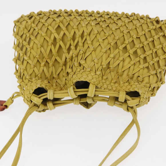 CHANEL Shoulder Bag Leather Yellow Gold CC Auth 161027V