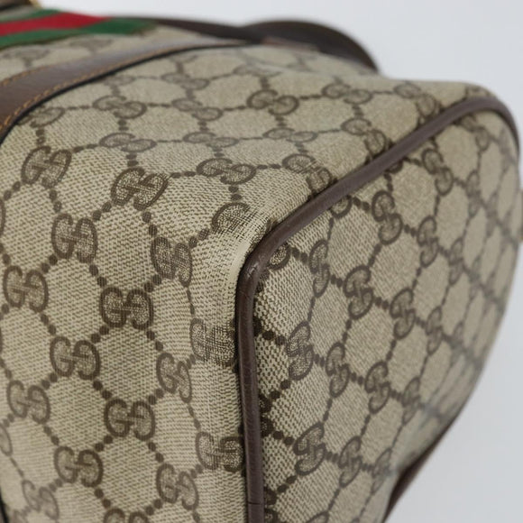 GUCCI GG Supreme Web Sherry Line Hand Bag PVC Beige Gold 24 012 3842 Auth 161028