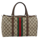 GUCCI GG Supreme Web Sherry Line Hand Bag PVC Beige Gold 24 012 3842 Auth 161028-13