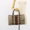 GUCCI GG Supreme Web Sherry Line Hand Bag PVC Beige Gold 24 012 3842 Auth 161028-23
