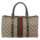 GUCCI GG Supreme Web Sherry Line Hand Bag PVC Beige Gold 24 012 3842 Auth 161028-2
