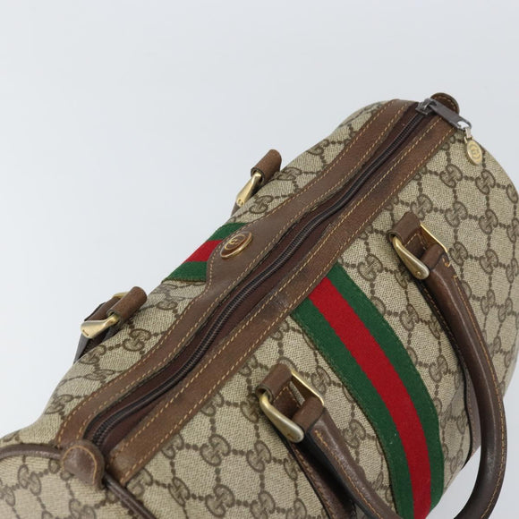 GUCCI GG Supreme Web Sherry Line Hand Bag PVC Beige Gold 24 012 3842 Auth 161028