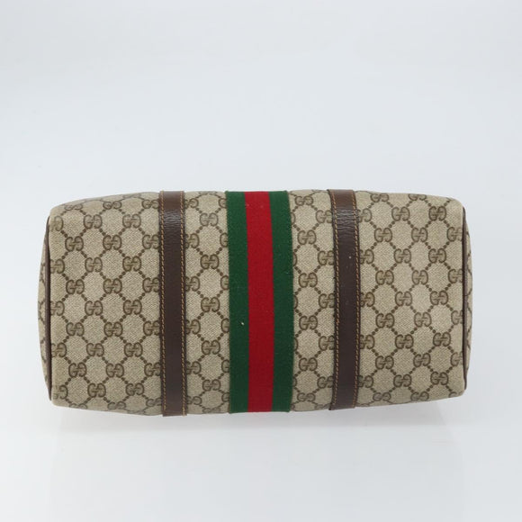 GUCCI GG Supreme Web Sherry Line Hand Bag PVC Beige Gold 24 012 3842 Auth 161028