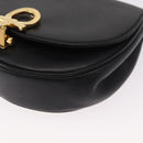 Salvatore Ferragamo Chain Gancini Shoulder Bag Leather Black Gold Auth 161032-15