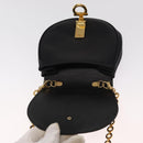 Salvatore Ferragamo Chain Gancini Shoulder Bag Leather Black Gold Auth 161032-9
