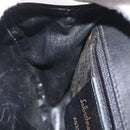 Salvatore Ferragamo Chain Gancini Shoulder Bag Leather Black Gold Auth 161032-20