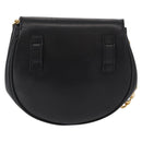 Salvatore Ferragamo Chain Gancini Shoulder Bag Leather Black Gold Auth 161032-2
