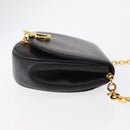 Salvatore Ferragamo Chain Gancini Shoulder Bag Leather Black Gold Auth 161032-3