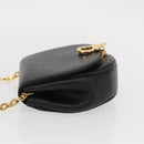 Salvatore Ferragamo Chain Gancini Shoulder Bag Leather Black Gold Auth 161032-4