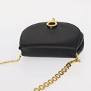 Salvatore Ferragamo Chain Gancini Shoulder Bag Leather Black Gold Auth 161032-6