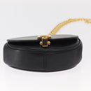 Salvatore Ferragamo Chain Gancini Shoulder Bag Leather Black Gold Auth 161032-5