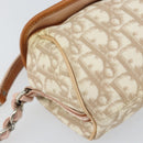 Christian Dior Trotter Canvas Romantic Bag PVC Beige Silver Auth 161033V-14
