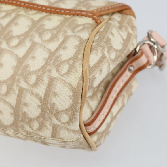 Christian Dior Trotter Canvas Romantic Bag PVC Beige Silver Auth 161033A