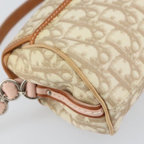 Christian Dior Trotter Canvas Romantic Bag PVC Beige Silver Auth 161033A