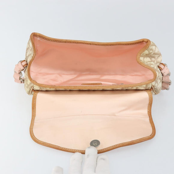 Christian Dior Trotter Canvas Romantic Bag PVC Beige Silver Auth 161033V