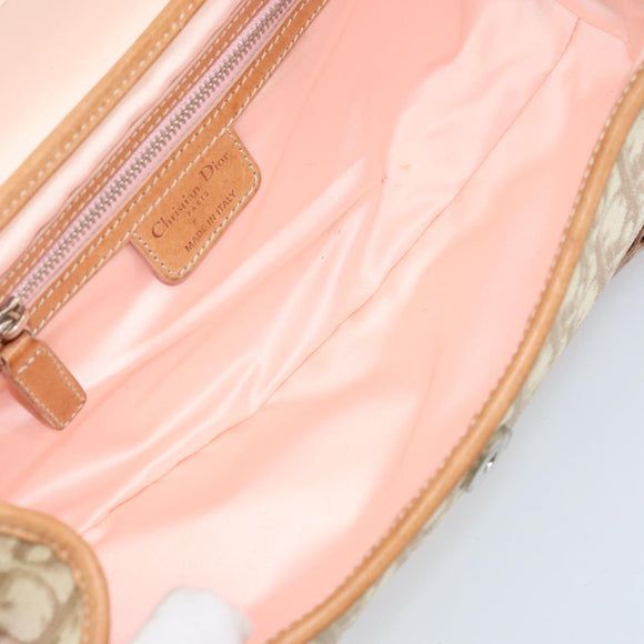 Christian Dior Trotter Canvas Romantic Bag PVC Beige Silver Auth 161033V
