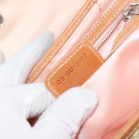 Christian Dior Trotter Canvas Romantic Bag PVC Beige Silver Auth 161033A