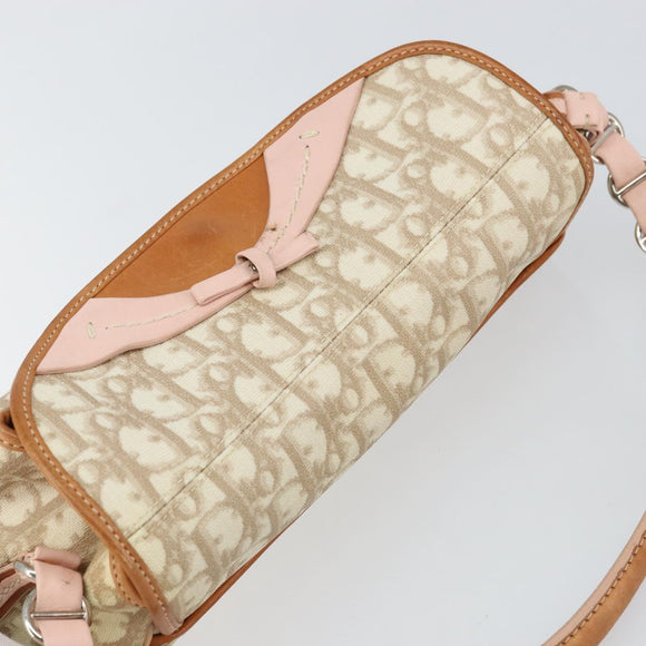 Christian Dior Trotter Canvas Romantic Bag PVC Beige Silver Auth 161033V